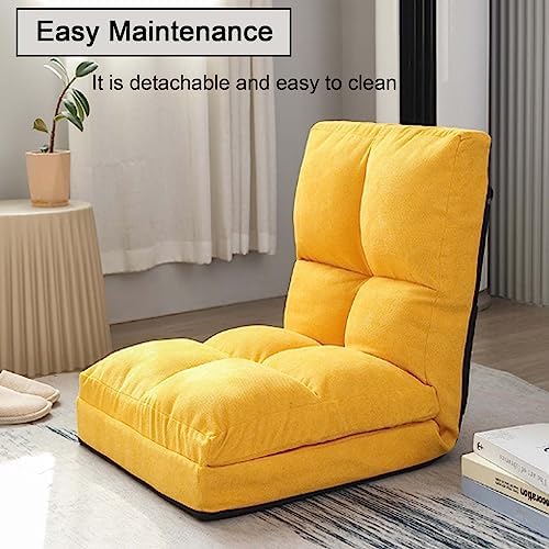 Indoor Floor Chair,Multiple Position Adjustable Padded Gaming Sofa Chair with Backrest, Lazy Sofa Lounge for Reading,Folding Comfy Meditation Chair,Perfect for Living Room,