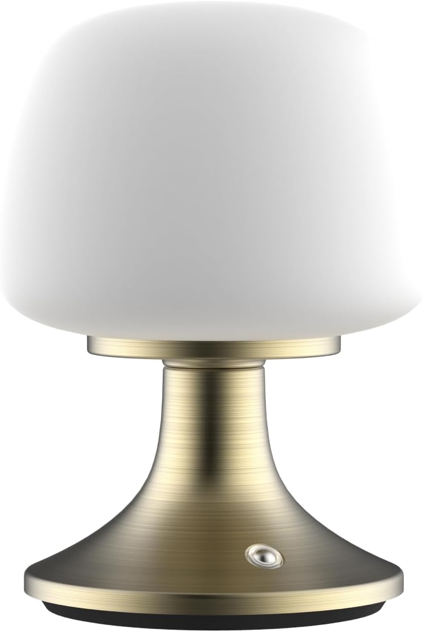 ‎Newhouse Lighting Verona, Brass 2700K Dimmable Cordless USB-C Rechargeable Glass Table Lamp NHTL-VE-BRS, Cordless Desk Lamp for Living Room, Bedroom, Coffee Table, and Other Cozy Home Decor
