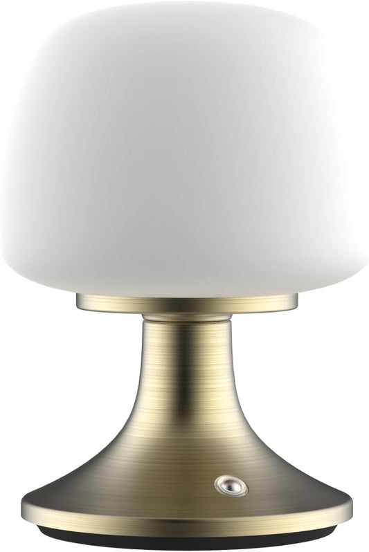 ‎Newhouse Lighting Verona, Brass 2700K Dimmable Cordless USB-C Rechargeable Glass Table Lamp NHTL-VE-BRS, Cordless Desk Lamp for Living Room, Bedroom, Coffee Table, and Other Cozy Home Decor