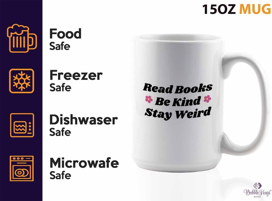 Reading Coffee Mug 15oz White - Read Books - Reader Gift Bookworm Owl Lover Cat Lover Book Lover Novelist Librarian Writer