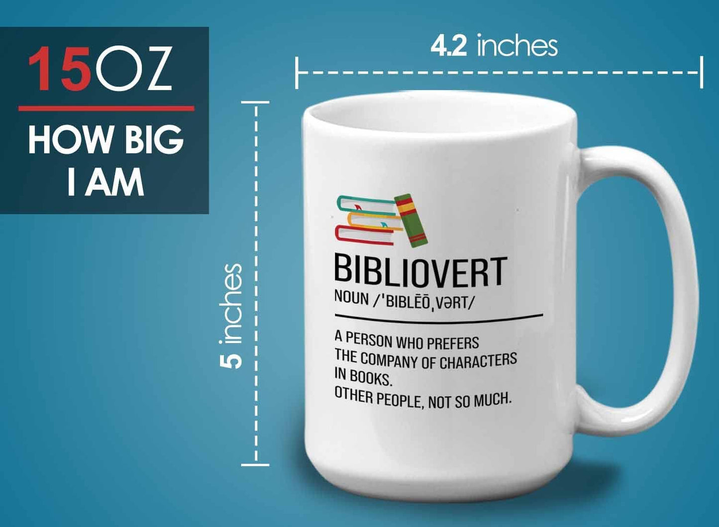 Bubble Hugs Book lovers Coffee Mug 15oz White - Bibliovert Definition - Author Writer Book Library Editor Introvert Lovers Cat Chill Relax Bookworm Reading
