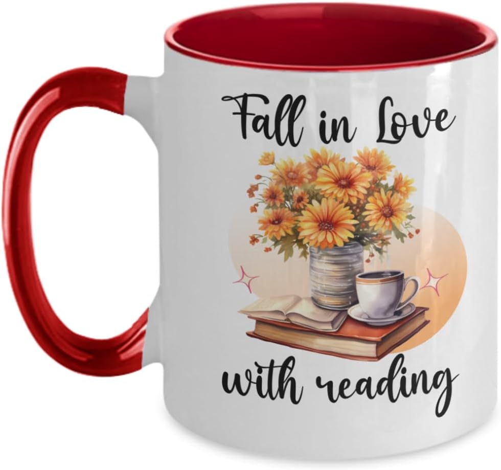 Fall Reading Coffee Mug Fall English Reading Teacher Autumn Librarian Cup Floral Vintage Book Lover Booklover Literacy Present