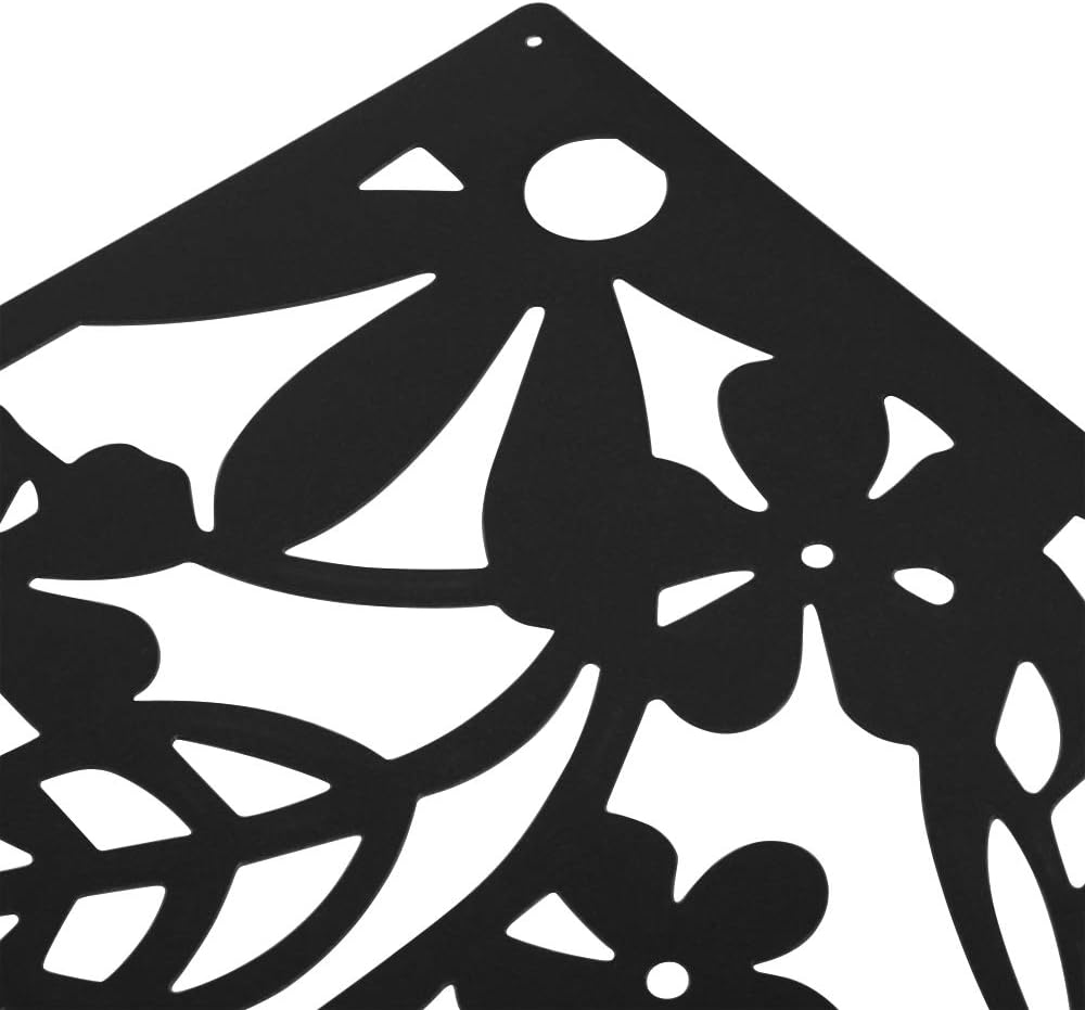 ANMINY 24 PCS Hanging Room Divider Flower Carving Pattern Panels Decorative Wall Screen Panel Hollow Out Design for Living Dining Room Kitchen Bedroom Office Bar Restaurant Home Hotel Decor - Black