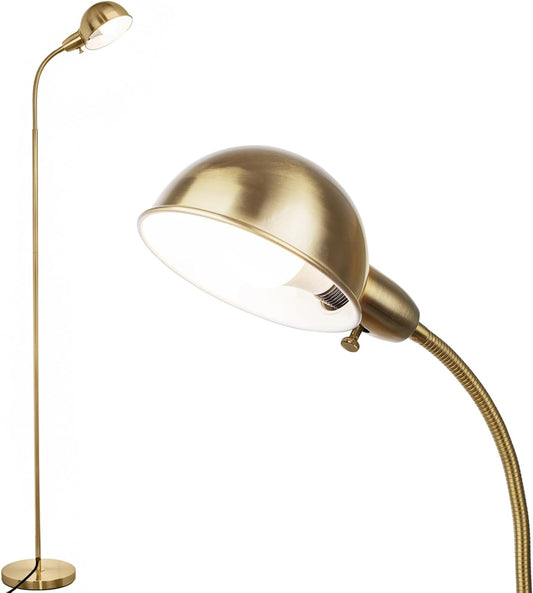 Dimmable Floor Lamp with Flexible Gooseneck and Rotatable Shade, Modern Style Standing Tall Lamp, E26 Socket, LED Reading Lamp (Gold)