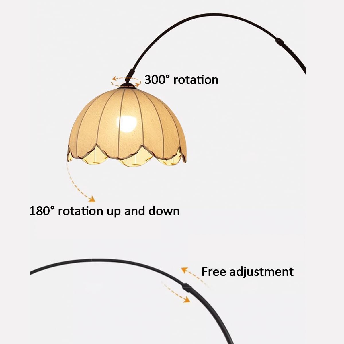 Arc Floor Lamp Black Floor Lamps Adjustable Height Standing Lamp with Marble Base Fabric Shade Tall Lamp with Push Button Switch Arch Sofa Reading Light for Bedroom Office