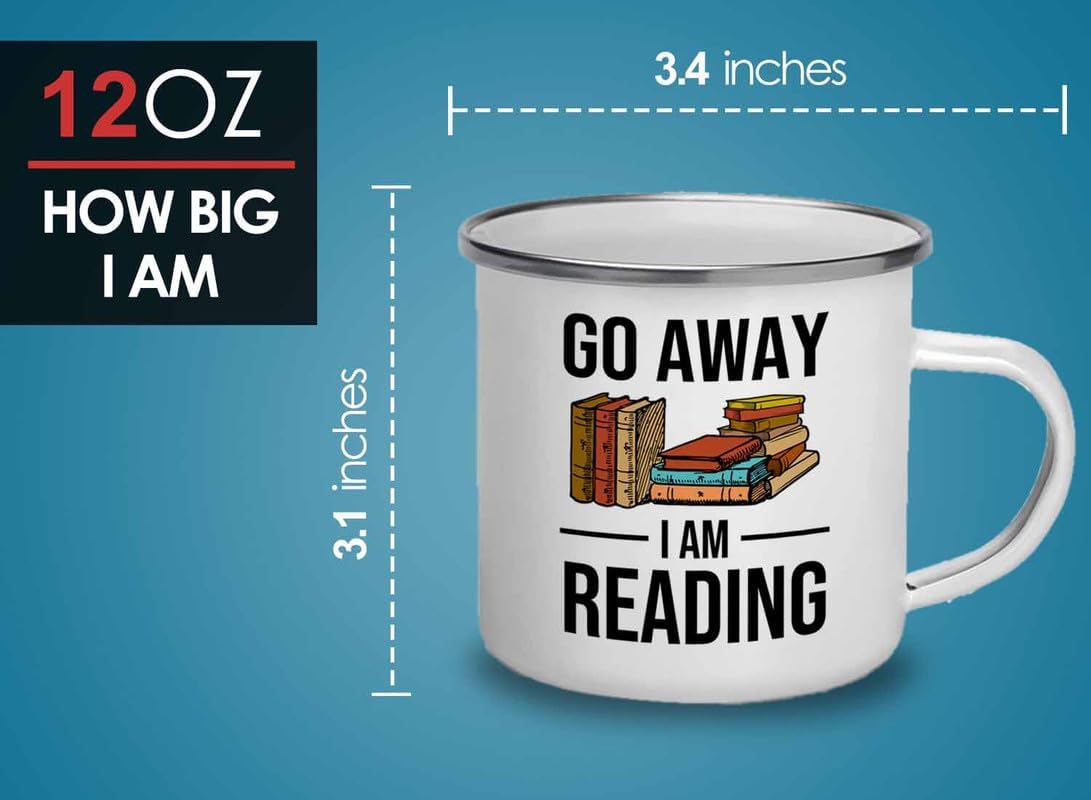 Reading Bookworm Camper Mug 12oz - Go Away I am Reading - Reading Reader Book Worm I Know Things Book Addict Book Lover Bookish Novelist Librarian Writer