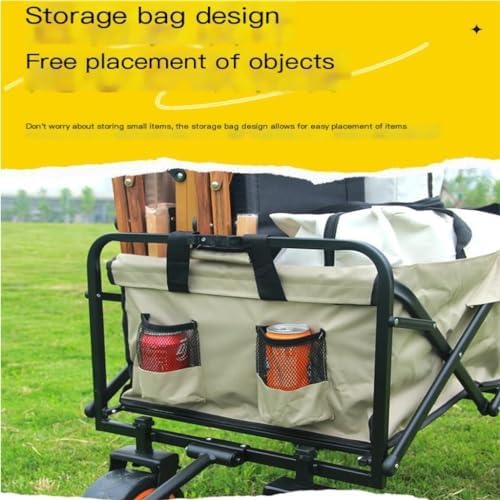 Portable Camping Cart,Outdoor Foldable Beach Trolley Cart Portable Travel Picnic Stroller with Black C Color