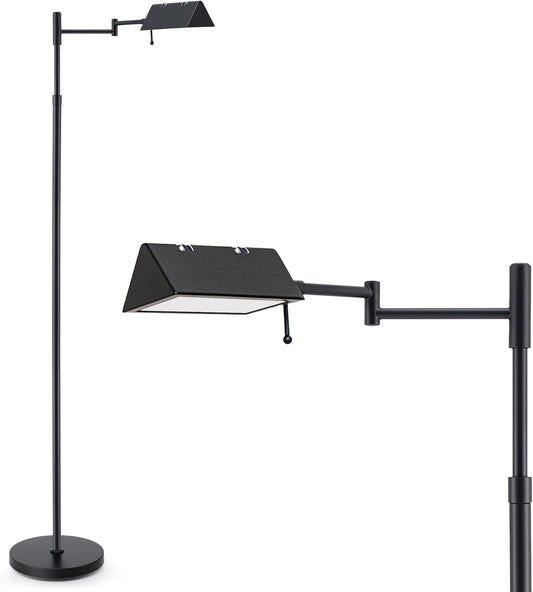 VONLUCE Dimmable LED Floor Lamp, 56" Floor Lamp for Living Room with Adjustable Height Swing Arms 3 Color Temperatures, Industrial Standing Pole Lamp for Bedroom Reading, Black