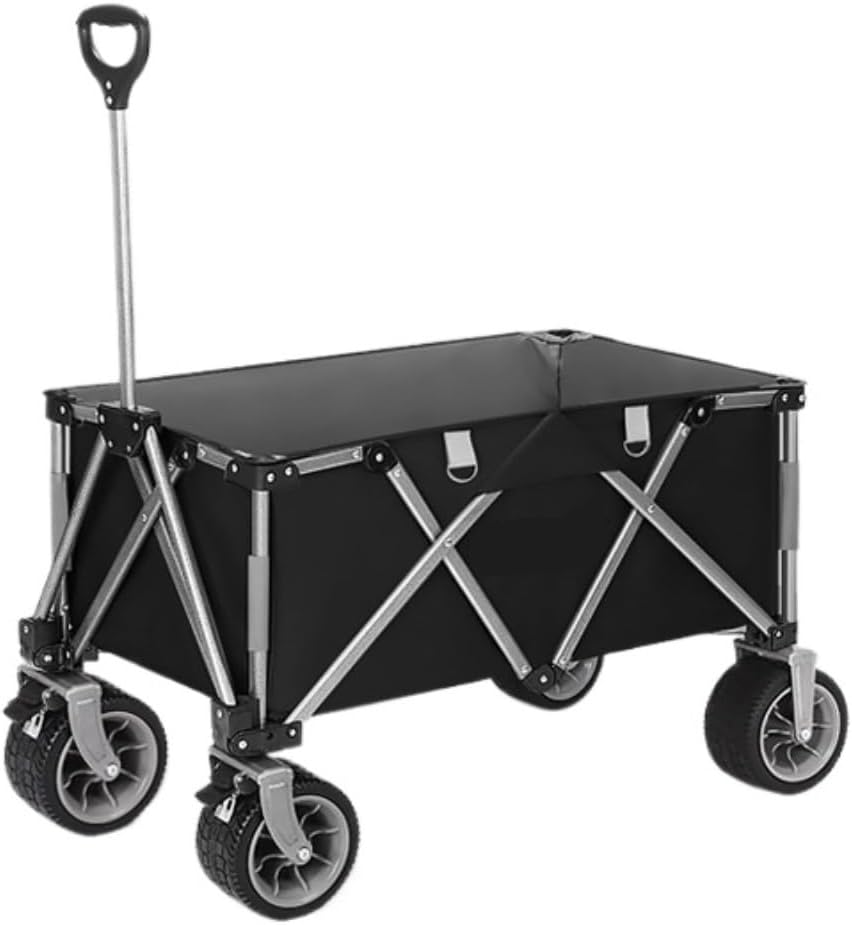 Portable Camping Cart,Beach Trolley Cart Camping Camper Lightweight Portable Folding Trolley Multi Functional Picnic Car Outdoor Carts Black