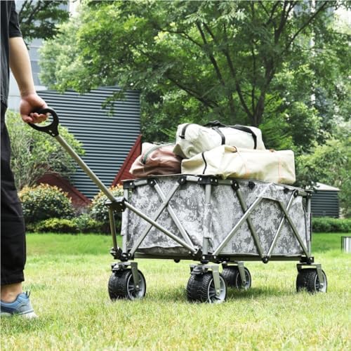Portable Camping Cart,Outdoor Folding Beach Camping Cart with Camouflage Color Easy Storage and Trolley Trailer for Fishing Portable and Convenient Utility Cart