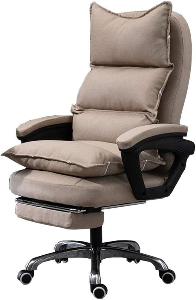 Executive Computer Office Chairs with Footrest Removable and Heavy Foot Relax Heightening Design Reclining Lounge Chair for Reception Study Bedroom Vanity