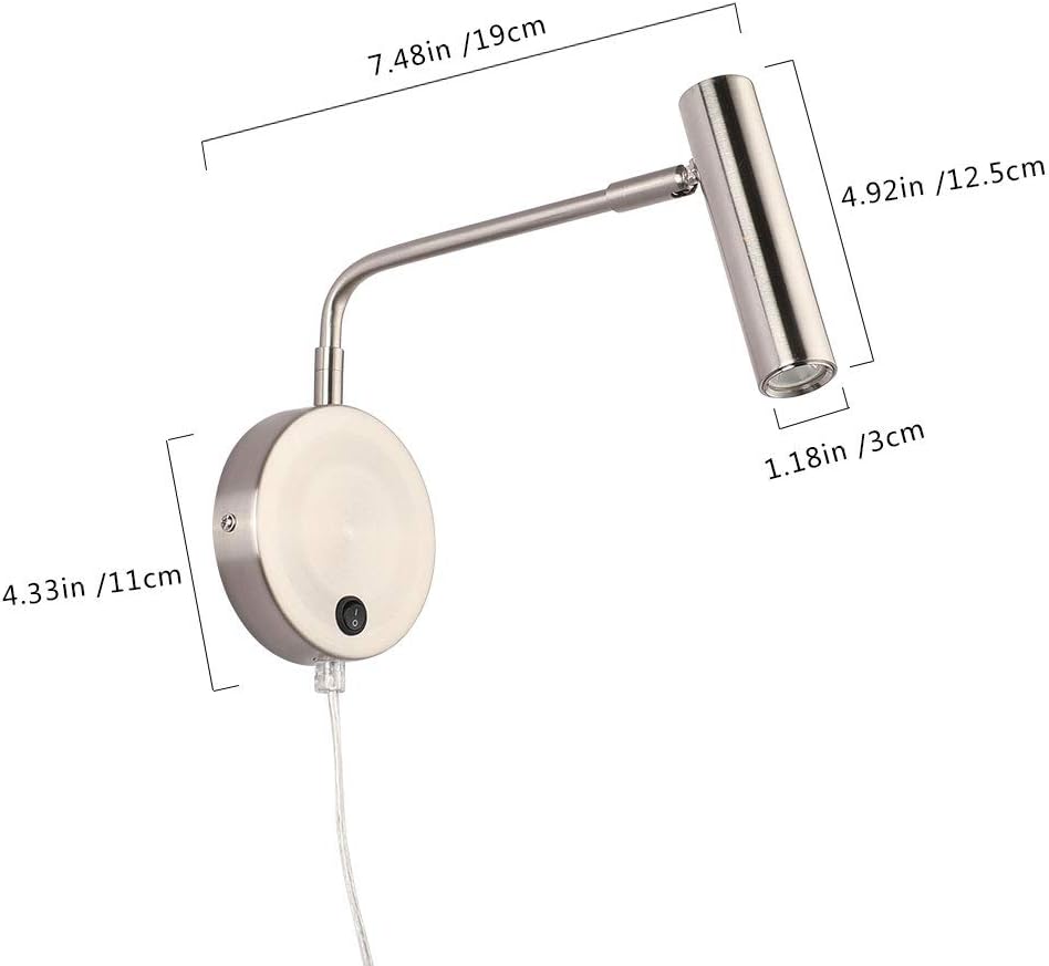 Joossnwell Wall Mounted Lamp, Sconce Light with Plug in Cords Wall Reading Light with Switch for Living Room Bedroom Warm White 3000K