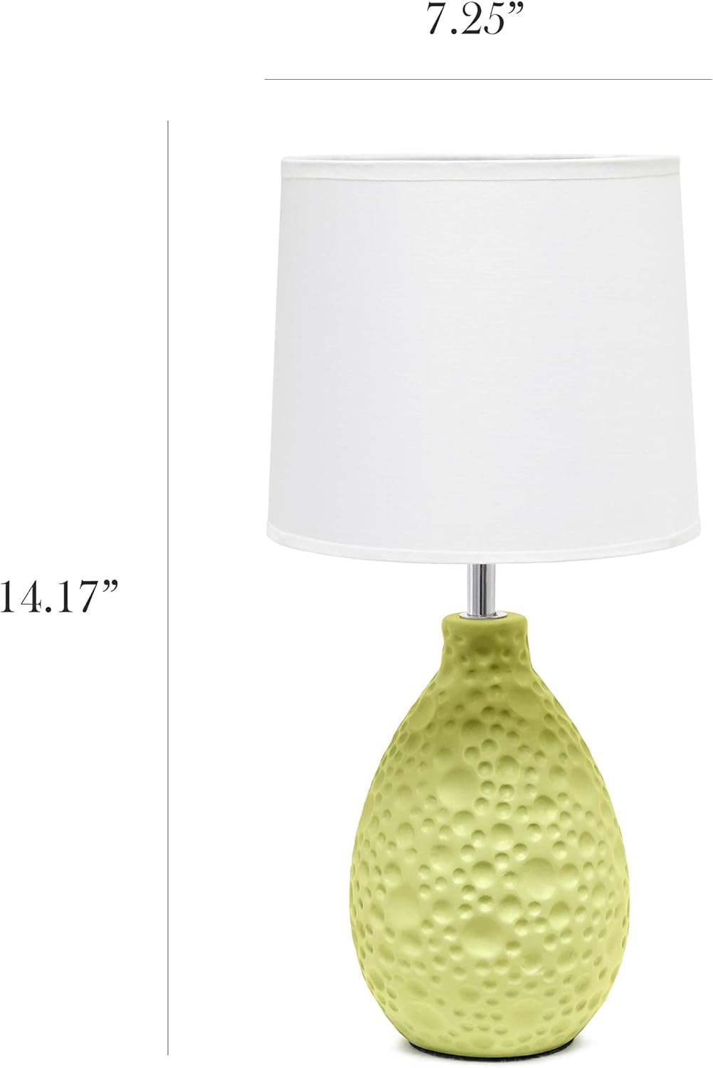 Simple Designs LT2003-GRN Textured Stucco Ceramic Oval Table Lamp with White Fabric Shade, Green
