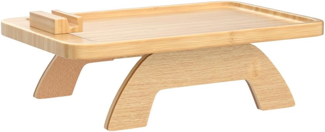 SINWANT Couch Arm Tray,Bamboo Sofa Clip on Side Table,Foldable Couch Armrest Table with 360° Phone Holder,Food Trays for Eating/Drinks/Snacks/Remote 15.35" x 9.8"