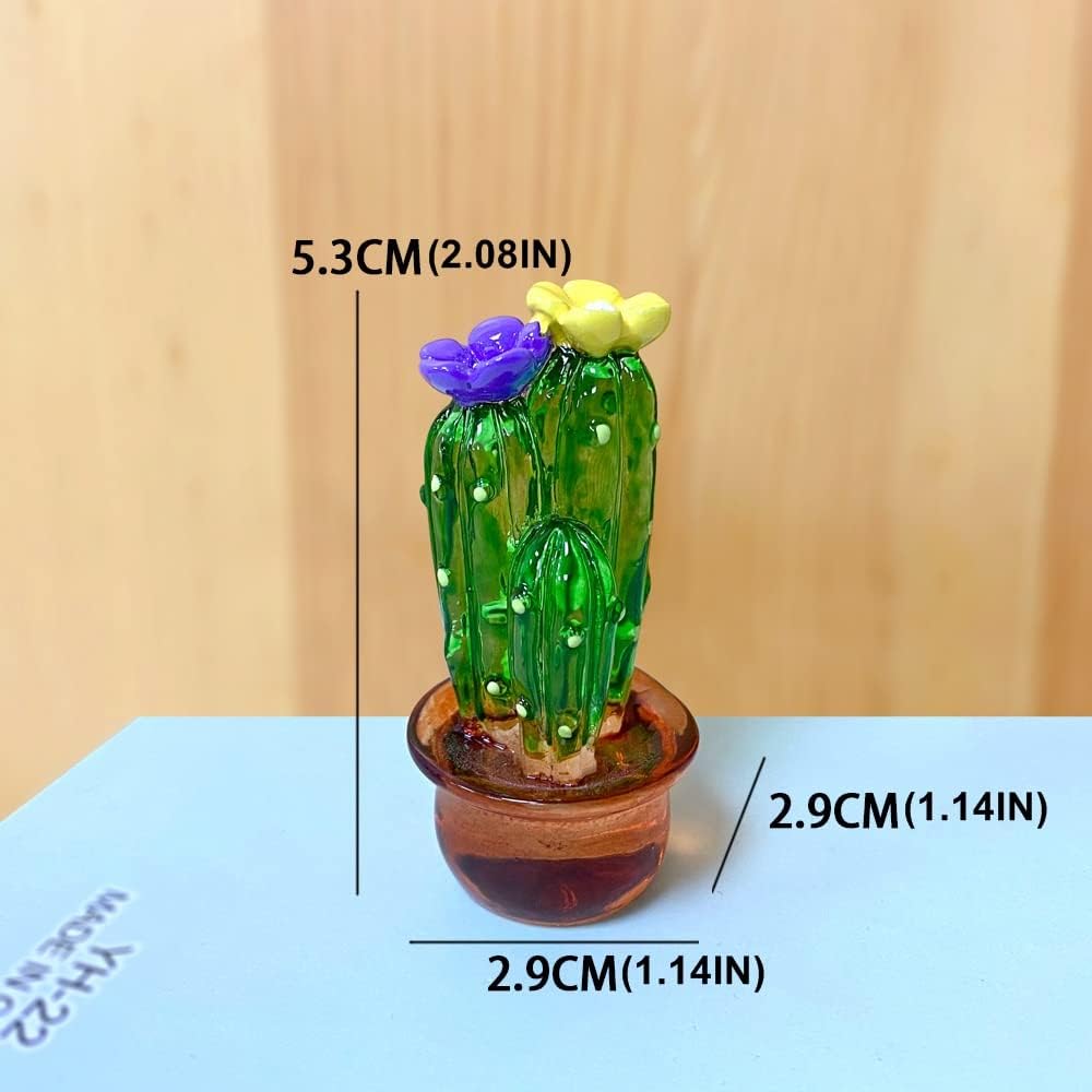 4PCS Handmade Mini Resin Cactus Cute Miniature Cacti Figurines Home Office Desk Tabletop Simulation Plants Decorations Car Interior Dashboard Ornaments