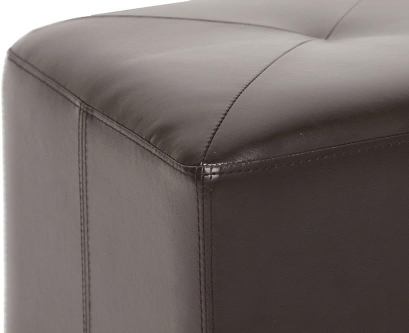 Baxton Studio Brown Lave Cube Shaped Bonded Leather Ottoman, Small