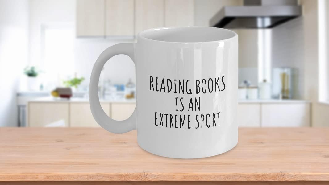 EzGift Funny Reading Books Mug Is An Extreme Sport Ironic Gift Idea For Hobby Lover Sarcastic Present Quote Fan Gag Coffee Tea Cup 11 Oz