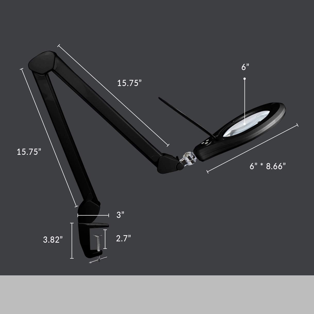 Neatfi Elite Super LED Magnifying Lamp with Clamp – 6” Glass Lens, 2.25X/4X Bifocal, 6500K Daylight | Glare-Free, Nonpolar Dimming | Reading, Crafting & Precision Work (Black, 6 Inch Glass Lens)