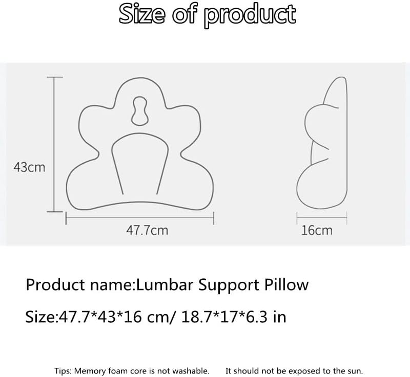 Lumbar Support Pillow for Office Chair, Back Pillow Lumbar Support for Car, Chair, Sofa - Improve Lower Back Pain Relief & Sitting Posture, Memory Foam Back Cushion for Long Sitting (Pink)