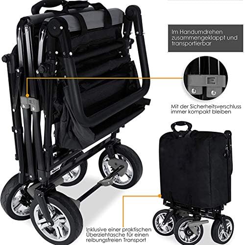 Generic Outdoor Wagon, with Removable Canopy, Portable Foldiwagon, 600D Oxcloth/Black/a