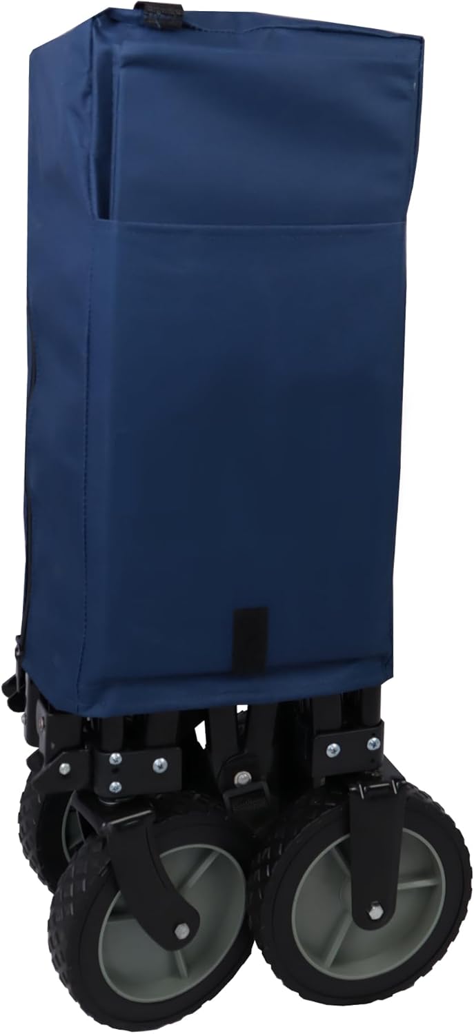 Heavy Duty Garden Cart with 7" 360°Rotation Tires Adjustable Handle 225LBS Weight Capacity Collapsible Foldable Wagon Cart F