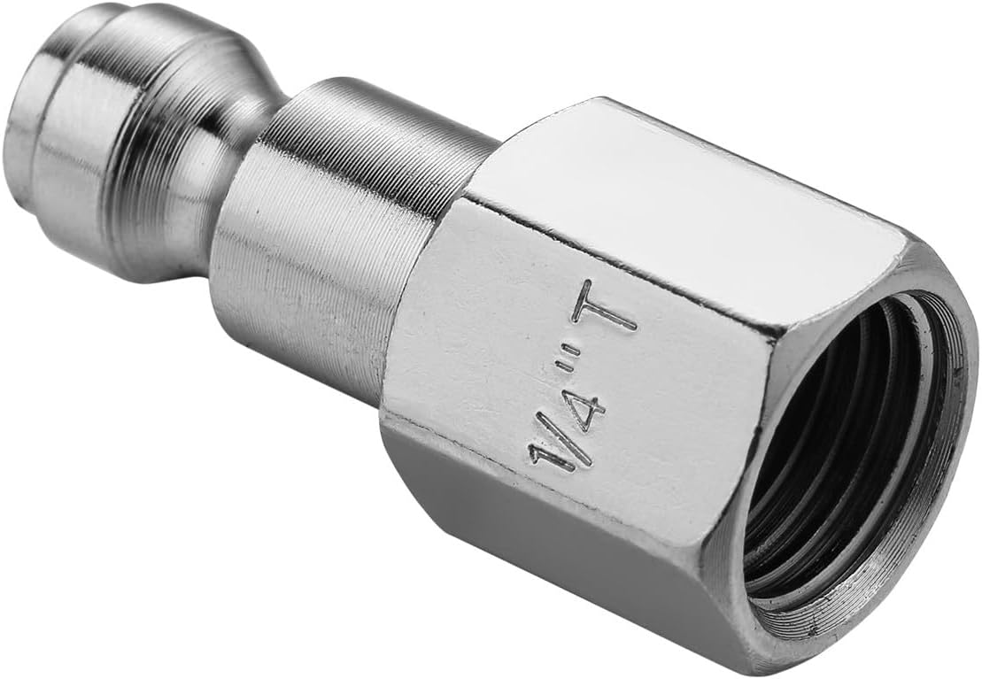 DEWALT 1/4" FNPT Automotive Air Plug 2-Pack with 1/4" Body Type-T Pneumatic Fittings: 300 Max PSI, 40 SCFM High Flow