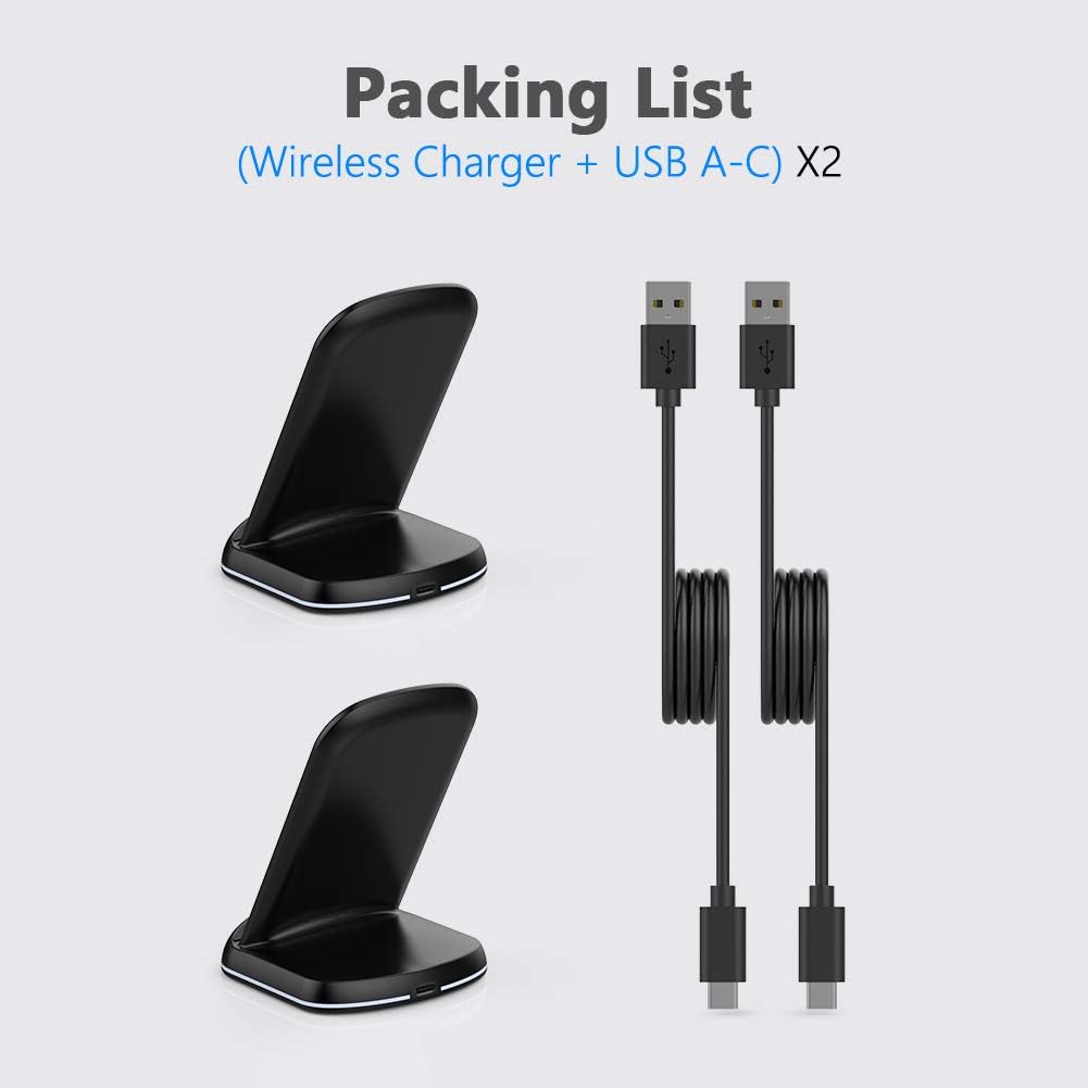 Yootech [2 Pack] Wireless Charger,10W Max Wireless Charging Stand,Compatible with iPhone 17/17 Pro/17 Pro Max/Air/16/15/14/13/SE 2022/12/11/X/8,Galaxy S25/S24/S23(No AC Adapter)