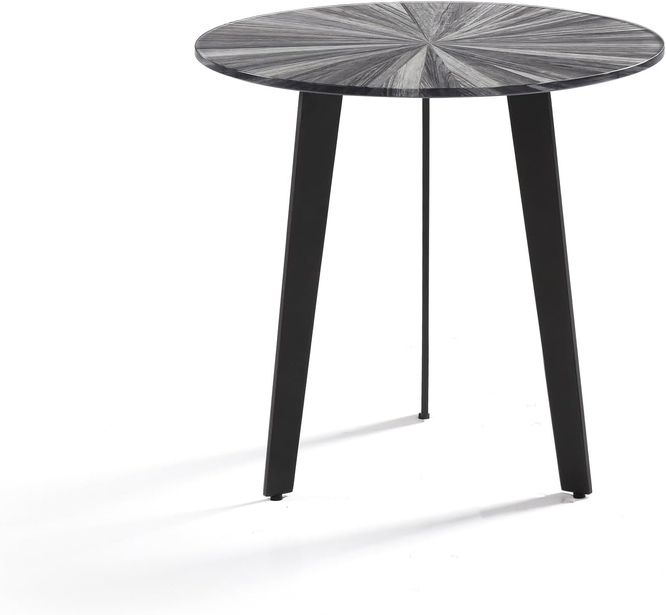 Nina Mid-Century 18.5 in. Round Gray Coffee Table with Tempered Glass Top