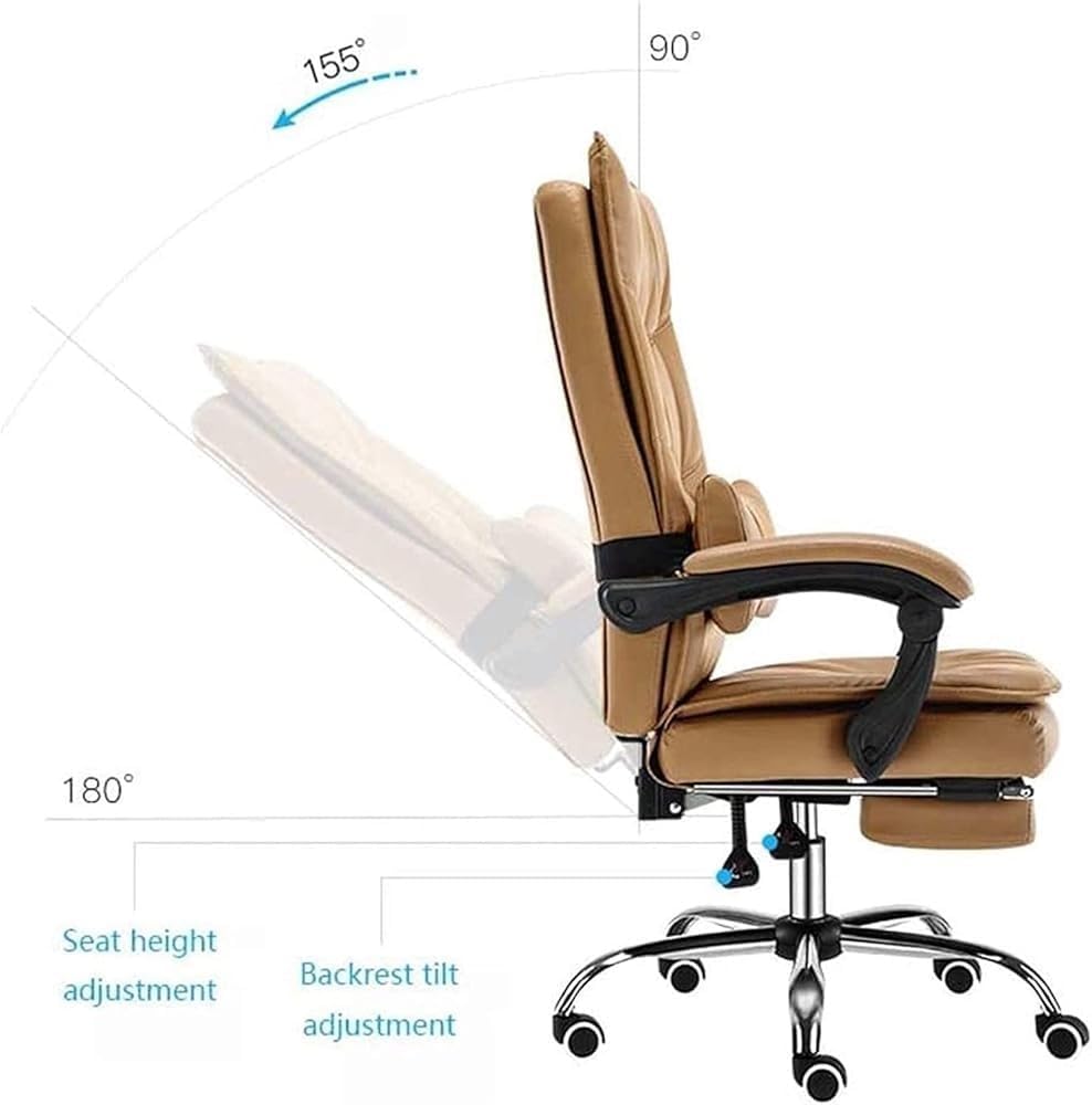 Ergonomic Height Adjustable Leather Swivel Chairs Armrest Computer Desk Task Office Chair for Business Meeting Room Lunch Break Reading