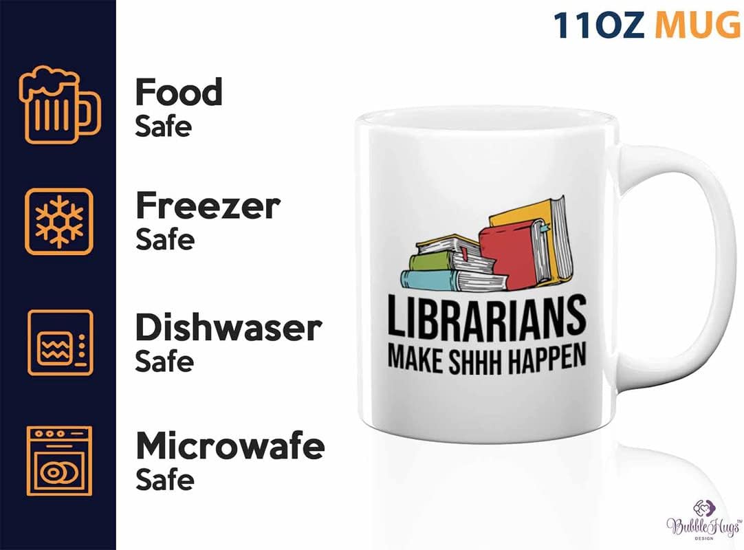 Book Lover Coffee Mug 11oz White - make shh happen - Birthday Gifts for Readers Gifts for Book Lovers Girls Book Club