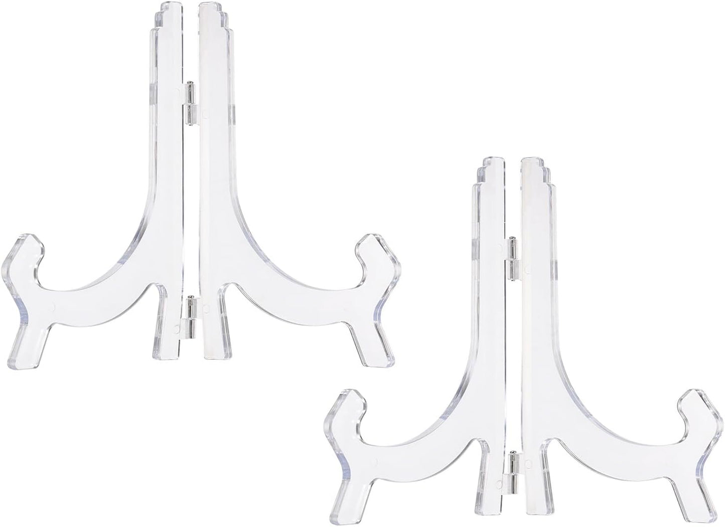 uxcell 2 Pcs 6" Acrylic Easel Display Stand, Folding Plate Display Stands Holder Clear Easel Plate Holder Picture Stands for Display Frames Decorative Picture Frame Magazine, Clear