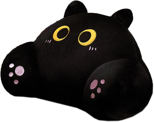 Tingting's Dream Cute Cat Bed Rest Reading Pillow Office Chair Lumbar Support Pillow Soft Cartoon Waist Cushion Rest Chair Pillow (Black, 35×45CM/13.8"×17.7")