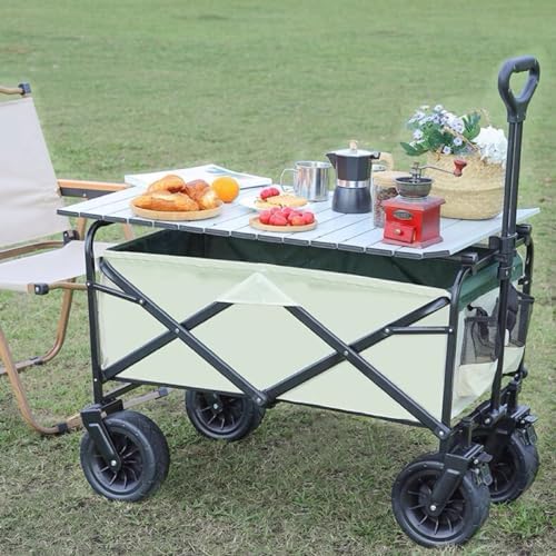 Heavy-Duty Collapsible Wagon Cart with Universal Wheels, 100L All-Terrain Folding Trolley for Beach, Garden, Camping - Silent, Foldable Design with Large Wheels