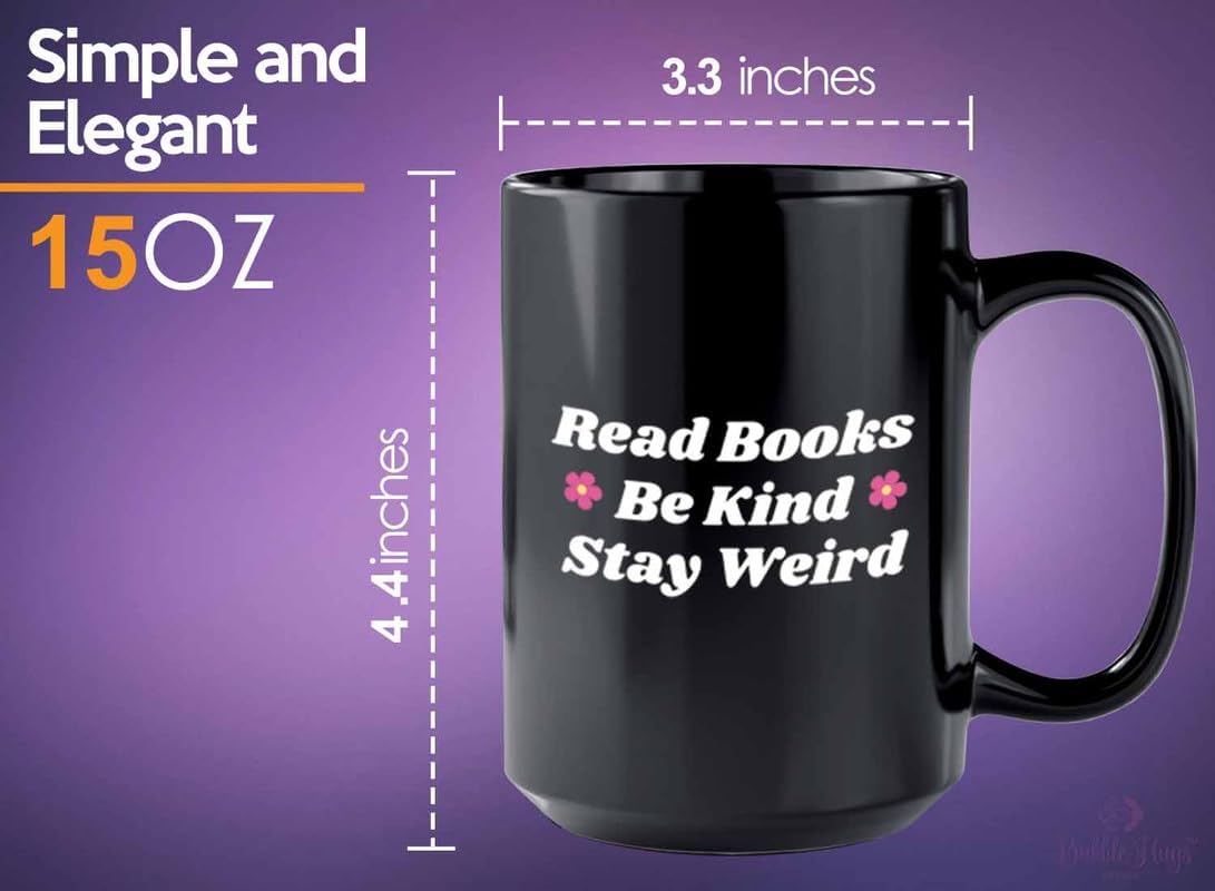 Reading Coffee Mug 15oz Black - Read Books - Reader Gift Bookworm Owl Lover Cat Lover Book Lover Novelist Librarian Writer