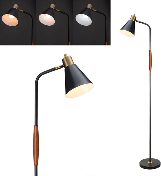 Adjustable Reading Floor Lamp,360°Rotatable Shade,3CCT LED Bulb Include,Black