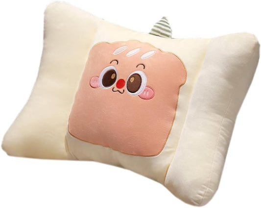 Cute Office Chair Lumbar Support Pillow Soft Sofa Reading Back Cushion Bed Resting Backrest Pillow Car Waist Cushion (Bread, 55×35CM/21.65"×13.8")