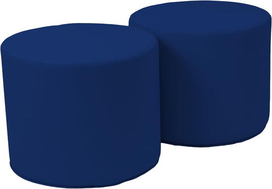 15 inch Round Accent Ottoman 2-Piece Set for Kids Ages 3-7 (12" Seat Height); Modern Children's Furniture, Lightweight All Foam Seating for Home, Playroom, Classroom, Library- Eclipse