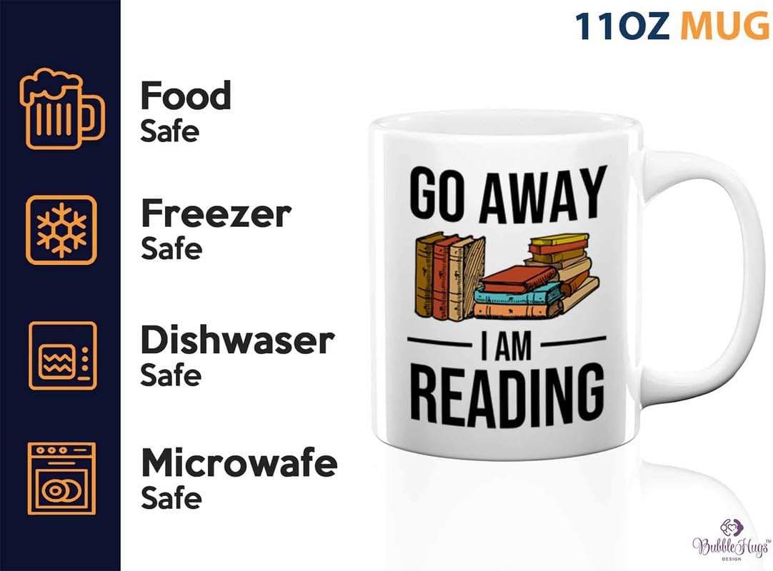 Reading Bookworm Coffee Mug 11oz White - Go Away I am Reading - Reading Reader Book Worm I Know Things Book Addict Book Lover Bookish Novelist Librarian Writer