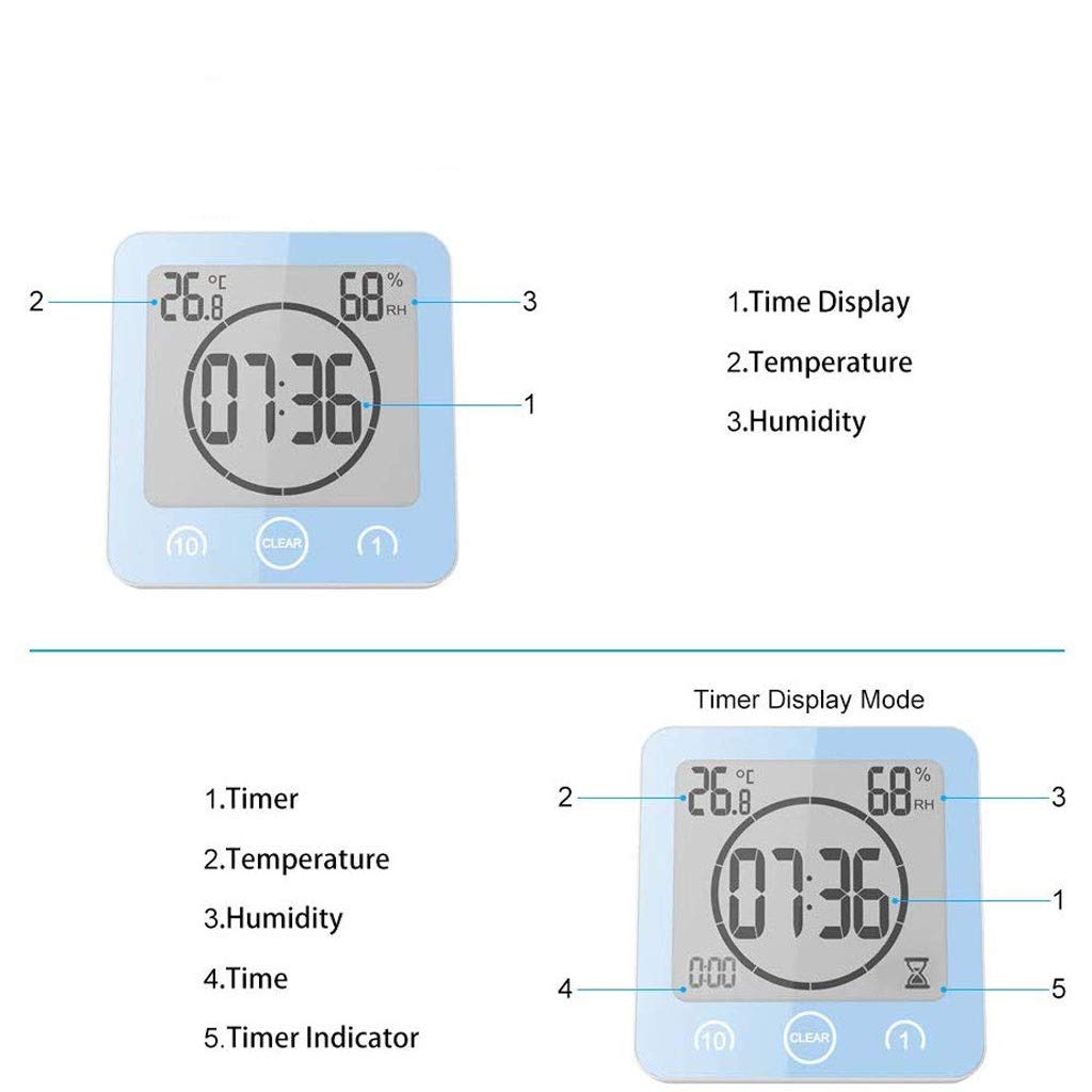 Room Thermometer - Mute Waterproof Bathroom Electronic(D)