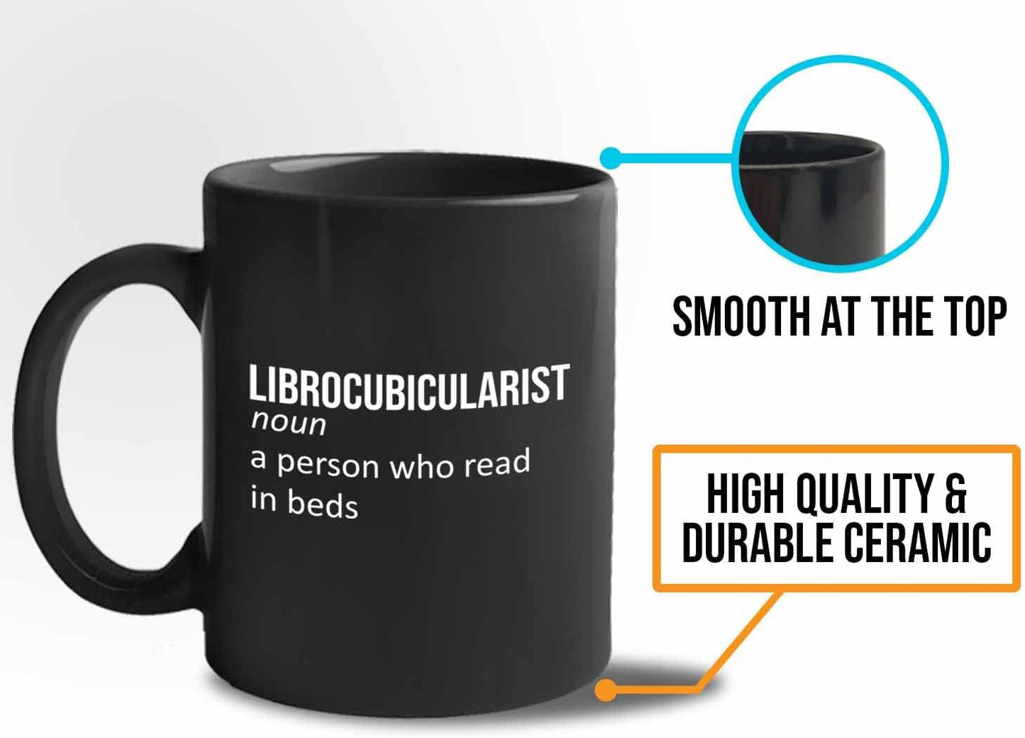 Bubble Hugs Writer Coffee Mug 11oz Black - Librocubicularist A person who read in beds - Reading Book Lover for Bookworm Bibliophile Librarians Author Readers Bookish