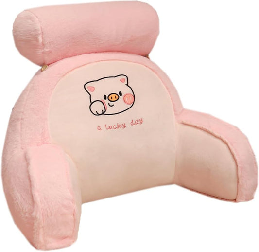 Tingting's Dream Cute Bed Rest Reading Pillow Office Chair Lumbar Support Pillow Sofa Rest Back Cushions Sleeping Neck Bolster Cushion (Pink, 60×45×20CM/23.6"×17.7"×7.87")