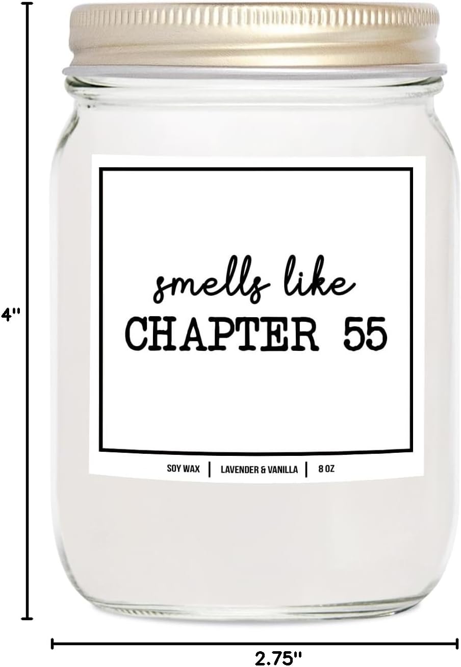 You Nique Designs Smells Like Chapter 55 Candle - Bookish Candles, Book Lovers, Themed Gifts for Reading Lovers Women, Book Club Present Ideas, Reading Themed Gifts (Lavender & Vanilla)