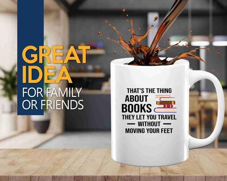 Book Lover Coffee Mug 11oz White -let you travel - Book Lovers Gifts Book Reader Gifts Book Club Gifts Book Reading Cup Reading Gifts