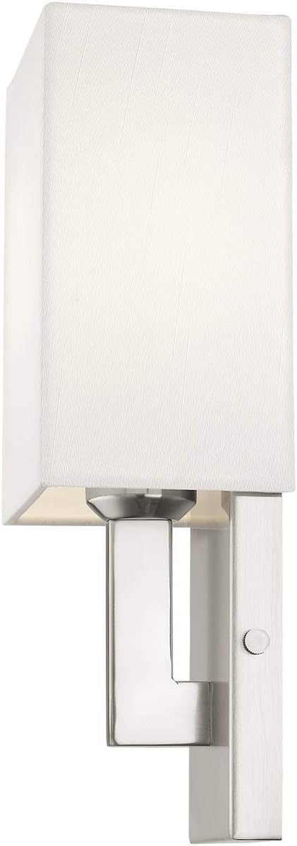 Livex Lighting 51101-91 Transitional One Light Wall Sconce from Hollborn Collection in Pwt, Nckl, B/S, Slvr. Finish, Brushed Nickel