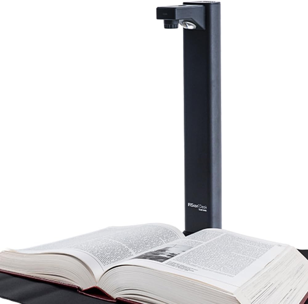 IRIScan Desk Document Scanner, Book Scanner - v7Bus:4K UltraHD,24MP, 600dpi,Portable Scanner,Visualizer,OCR, AI Flattening, Auto Scan, Erase Fingers, Free Readiris PDF Editor Win Mac