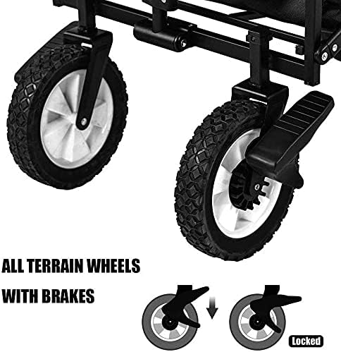 Portable Camping Cart,Outdoor Beach Wagon A Terrain Folding Utility Wagon with Canopy Outdoor Coapsible Garden Cart Transport Heavy Duty Folding Portable Hand Cart for ping Campi