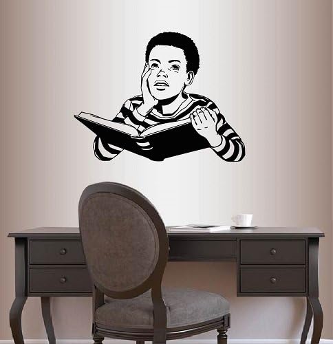 Wall Vinyl Decal Home Decor Art Sticker Kids Boy with Book Library Nursery Room Removable Stylish Mural Unique Design 2296