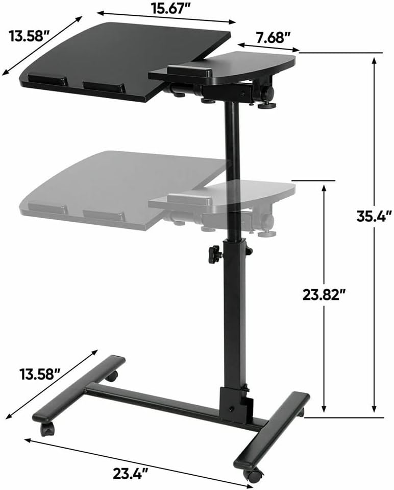 Angle Height Adjustable Rolling Laptop Desk Over Sofa Bed Notebook Table Stand