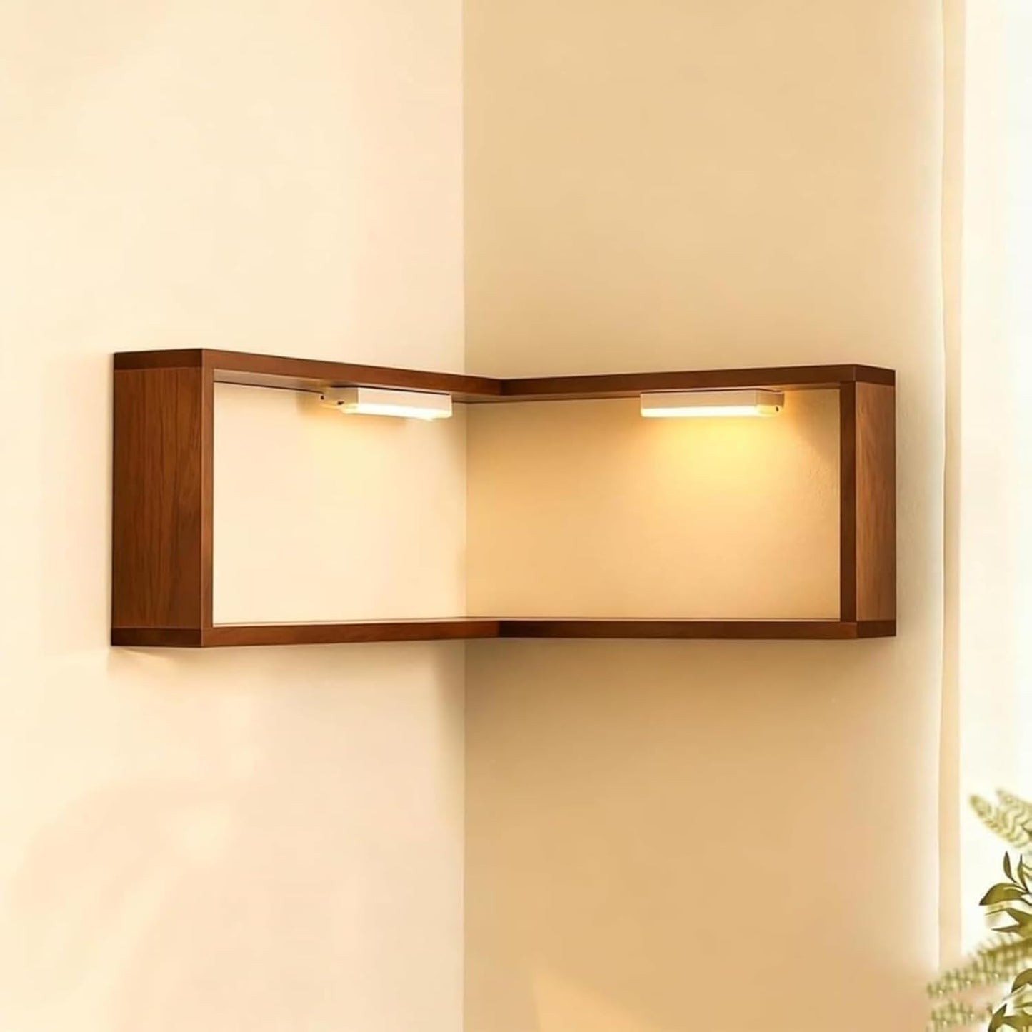 Smart Corner Shelves That Light up Your Space, Set of 3 Corner Floating Storage Shelves,Wooden Wall-Mounted Corner Shelf Display Rack, Space-Saving (Set of 3(LED Light not Included))