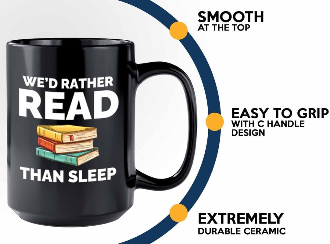Book Lover Coffee Mug 15oz Black - Read than sleep - Gift For Poets Bookish People Bibliophile Librarian Book Club Reader